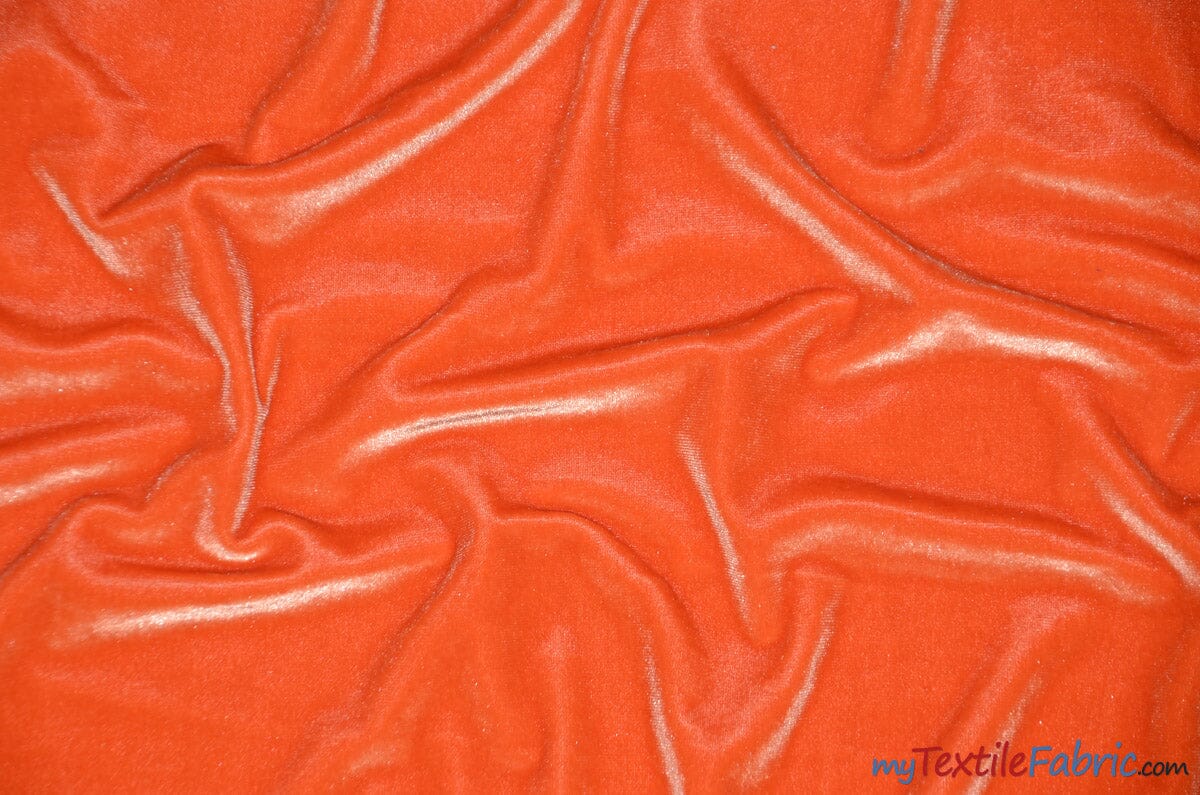 Soft and Plush Stretch Velvet Fabric | Stretch Velvet Spandex | 58" Wide | Spandex Velour for Apparel, Costume, Cosplay, Drapes | Fabric mytextilefabric Yards Orange 