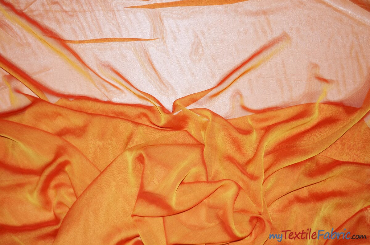 Two Tone Chiffon Fabric | Iridescent Chiffon Fabric | 60" Wide | Clean Edge | Multiple Colors | Sample Swatches | Fabric mytextilefabric Sample Swatches Orange 