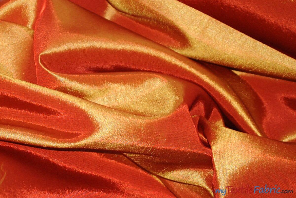 Taffeta Fabric | Two Tone Taffeta Fabric | Non Stretch Taffeta | 60" Wide | Multiple Solid Colors | Continuous Yards | Fabric mytextilefabric Yards Orange 