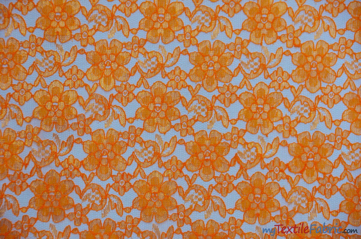 Raschel Lace Fabric | 60" Wide | Vintage Lace Fabric | Bridal Lace, Decoration, Curtain, Tablecloth | Boutique Lace Fabric | Floral Lace Fabric | Fabric mytextilefabric Yards Orange 