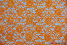 Load image into Gallery viewer, Raschel Lace Fabric | 60&quot; Wide | Vintage Lace Fabric | Bridal Lace, Decoration, Curtain, Tablecloth | Boutique Lace Fabric | Floral Lace Fabric | Fabric mytextilefabric Yards Orange 
