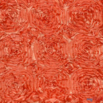 Load image into Gallery viewer, Rosette Satin Fabric | Wedding Satin Fabric | 54&quot; Wide | 3d Satin Floral Embroidery | Multiple Colors | Wholesale Bolt | Fabric mytextilefabric Bolts Orange 
