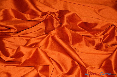 Polyester Silk Fabric | Faux Silk | Polyester Dupioni Fabric | Continuous Yards | 54" Wide | Multiple Colors | Fabric mytextilefabric Yards Orange 