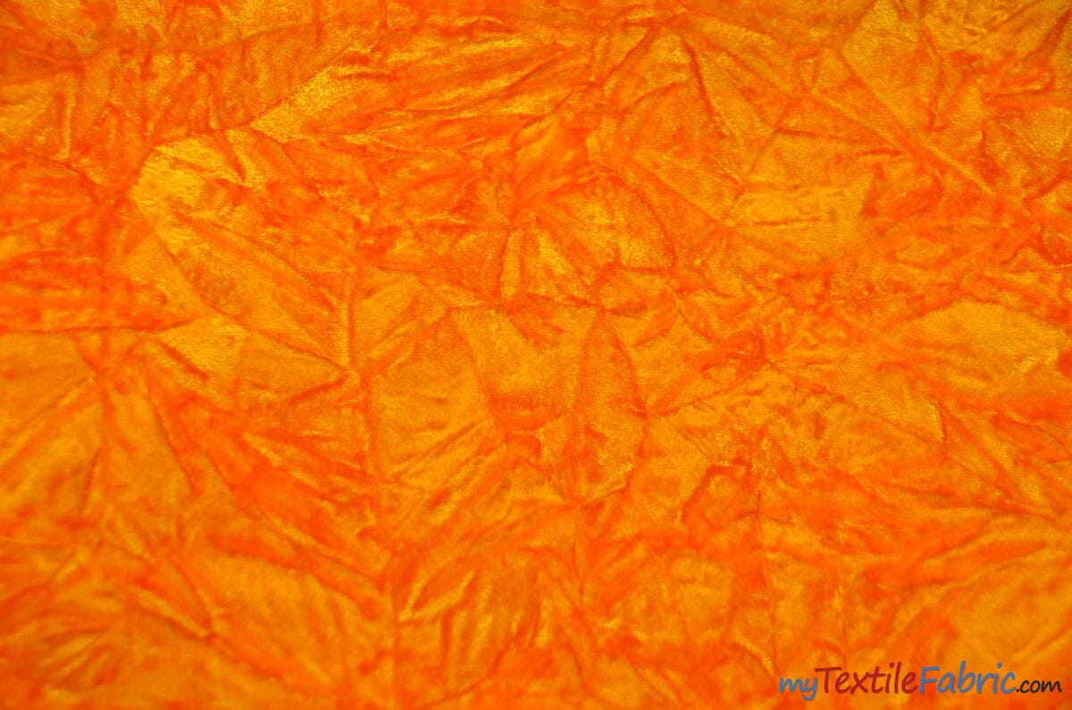 Crushed Triple Velvet | Crush Velvet Fabric | 45" Wide | Original Crushed Plush Velvet | Multiple Colors | Fabric mytextilefabric Yards Orange 