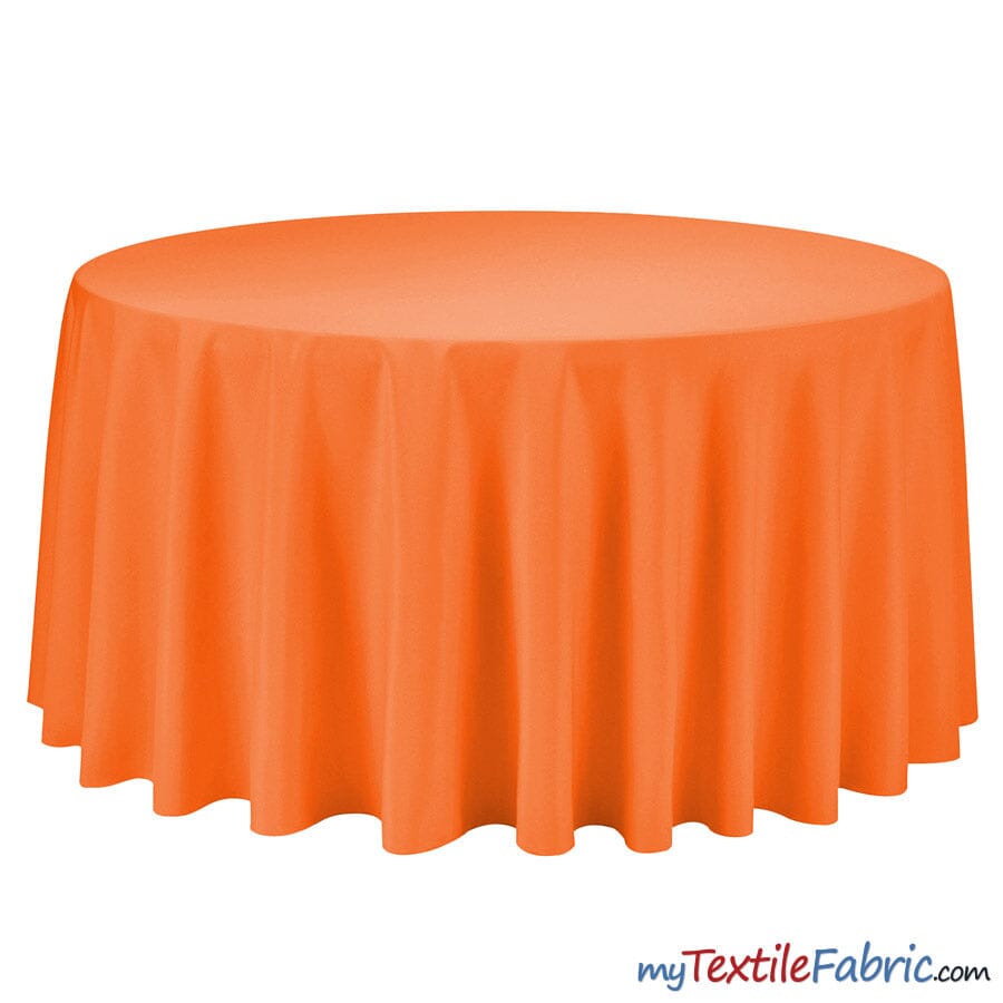 108" Round Polyester Seamless Tablecloth | Sold by Single Piece or Wholesale Box | Fabric mytextilefabric By Piece Orange 