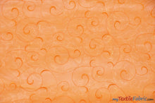Load image into Gallery viewer, Swirl Organza Fabric | Embroidered Swirl Sheer | 54&quot; Wide | Multiple Colors | Fabric mytextilefabric Yards Orange 