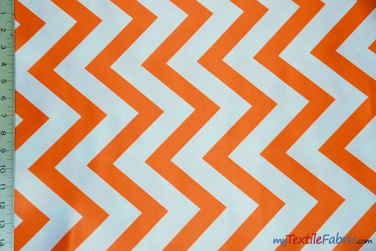 Chevron Satin Fabric | Chevron L'amour Satin | Matte Satin Print | 60" Wide | Multiple Colors | Fabric mytextilefabric Yards Orange 