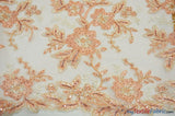 Edith Embroidery Fabric | Bridal Lace Design with Sequins | 52" Wide | Multiple Colors | Fabric mytextilefabric Yards Peach 