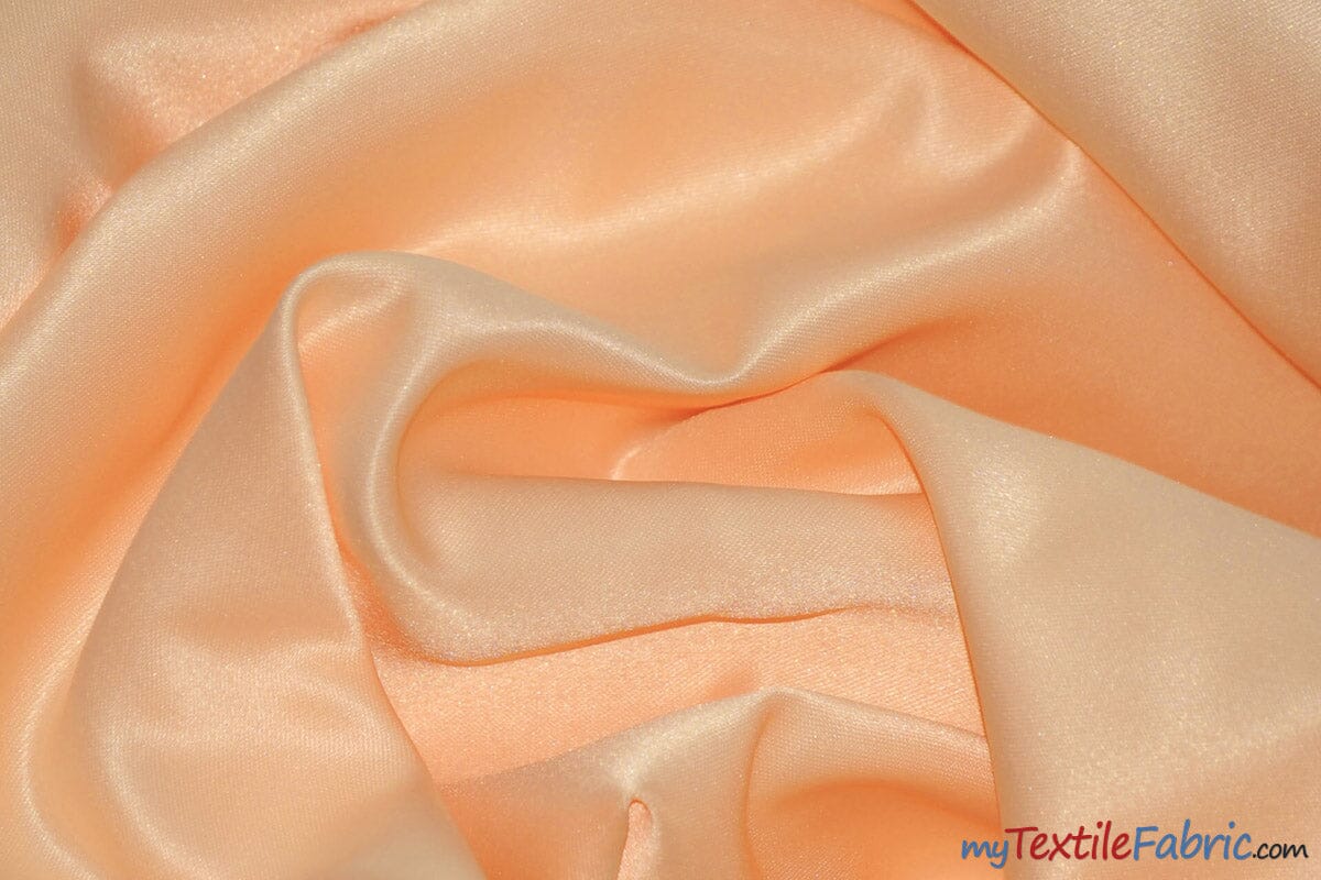L'Amour Satin Fabric | Polyester Matte Satin | Peau De Soie | 60" Wide | Wholesale Bolt | Wedding Dress, Tablecloth, Multiple Colors | Fabric mytextilefabric Bolts Peach 