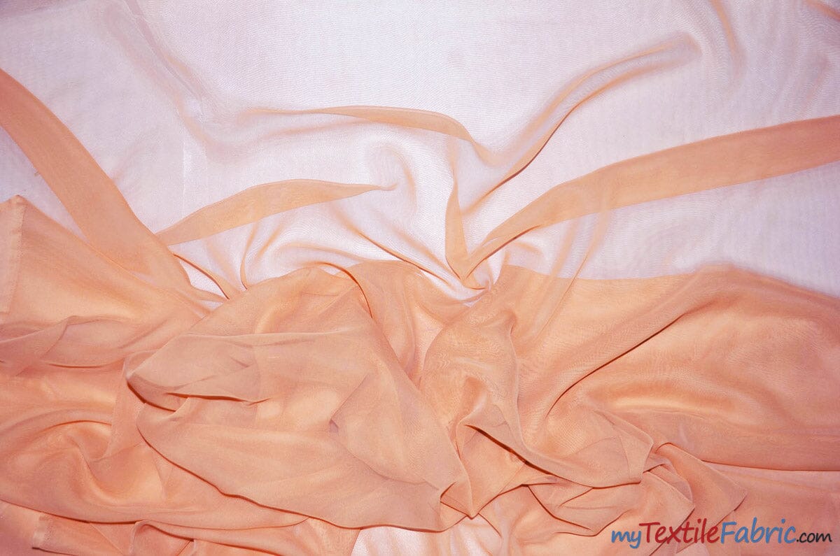 Two Tone Chiffon Fabric | Iridescent Chiffon Fabric | 60" Wide | Clean Edge | Multiple Colors | Sample Swatches | Fabric mytextilefabric Sample Swatches Peach 