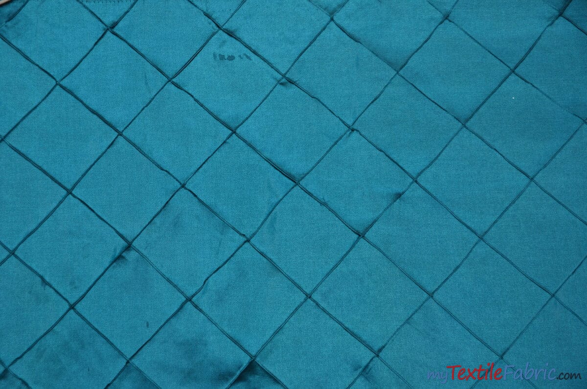 Taffeta Pintuck Fabric | 4"x4" Diamond | Diamond Taffeta Fabric | 58" Wide | Multiple Colors | Wholesale Bolt | Fabric mytextilefabric Bolts Peacock Blue 