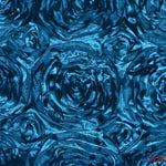 Load image into Gallery viewer, Rosette Satin Fabric | Wedding Satin Fabric | 54&quot; Wide | 3d Satin Floral Embroidery | Multiple Colors | Sample Swatch| Fabric mytextilefabric Sample Swatches Peacock 
