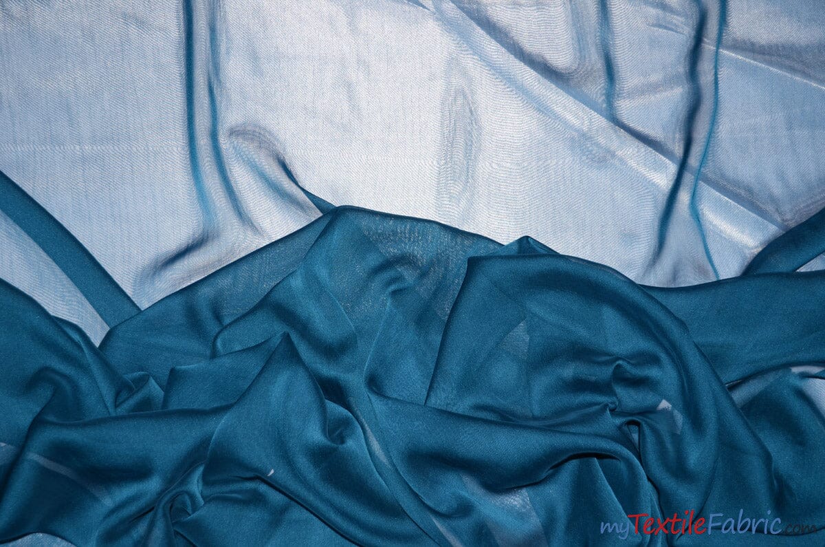 Two Tone Chiffon Fabric | Iridescent Chiffon Fabric | 60" Wide | Clean Edge | Multiple Colors | Sample Swatches | Fabric mytextilefabric Sample Swatches Peacock 