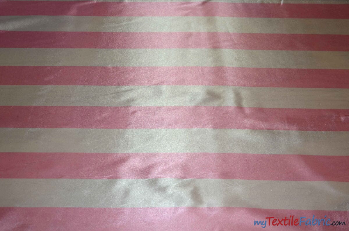 2.5" Stripe Satin Fabric | Soft Satin Stripe Charmeuse Fabric | 60" Wide | Multiple Colors | Fabric mytextilefabric Bolts Pink 2.5 Inch Stripe 
