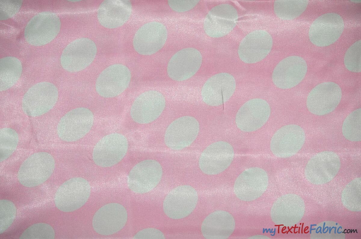 Polka Dot Satin | Soft Satin Polka Dot Charmeuse Fabric | 60" Wide | Fabric mytextilefabric Yards Pink Polka Dot 