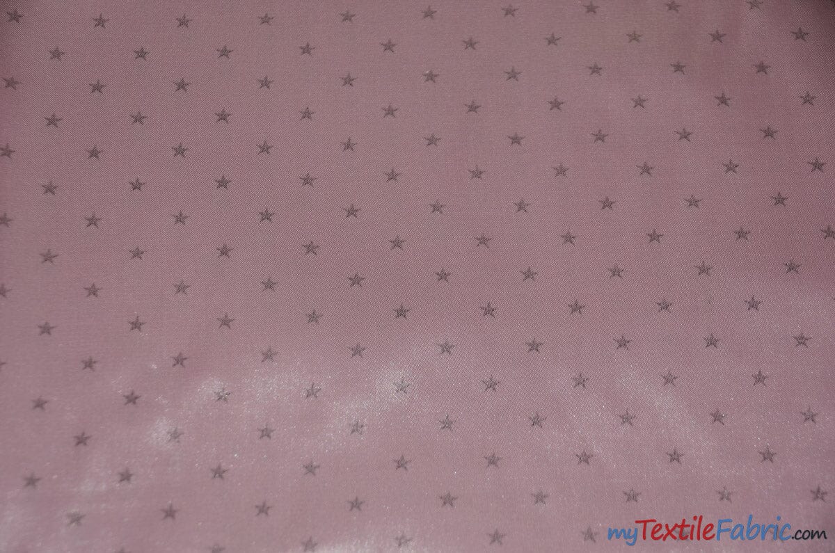 Mini Star Silky Satin Fabric | Soft Mini Star Charmeuse Fabric | 60" Wide | White Pink Mint | Fabric mytextilefabric Yards Pink Silver Star 