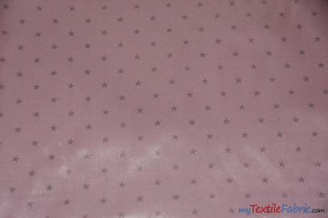 Mini Star Silky Satin Fabric | Soft Mini Star Charmeuse Fabric | 60" Wide | White Pink Mint | Fabric mytextilefabric Yards Pink Silver Star 