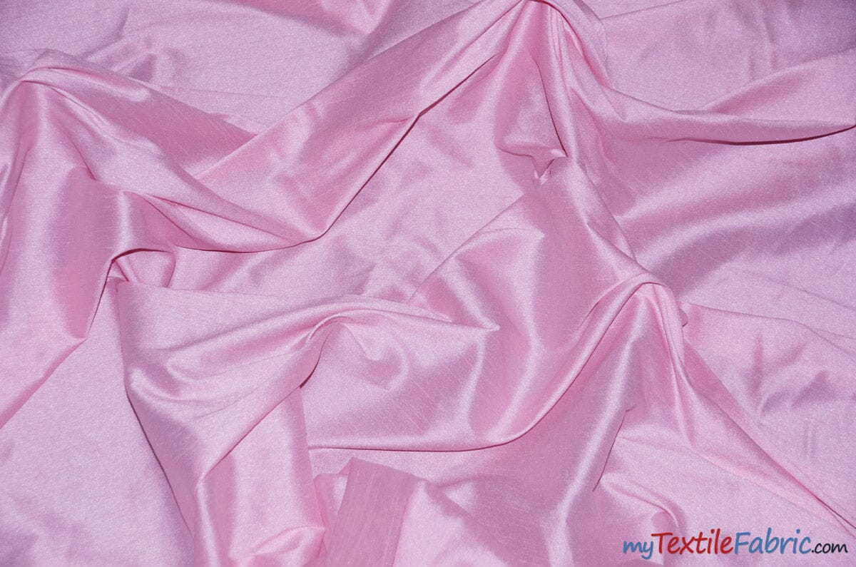 Polyester Silk Fabric | Faux Silk | Polyester Dupioni Fabric | Sample Swatch | 54" Wide | Multiple Colors | Fabric mytextilefabric Sample Swatches Pink 