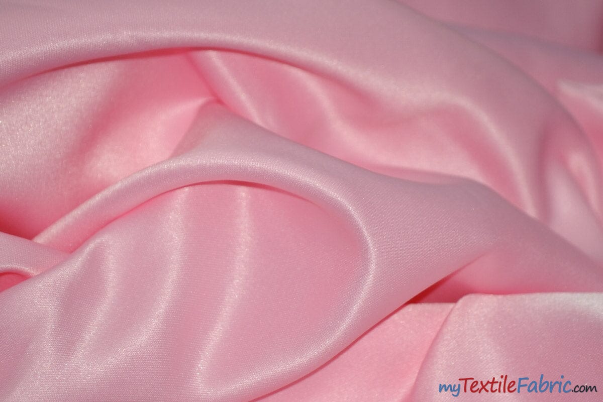 L'Amour Satin Fabric | Polyester Matte Satin | Peau De Soie | 60" Wide | Wholesale Bolt | Wedding Dress, Tablecloth, Multiple Colors | Fabric mytextilefabric Bolts Pink 