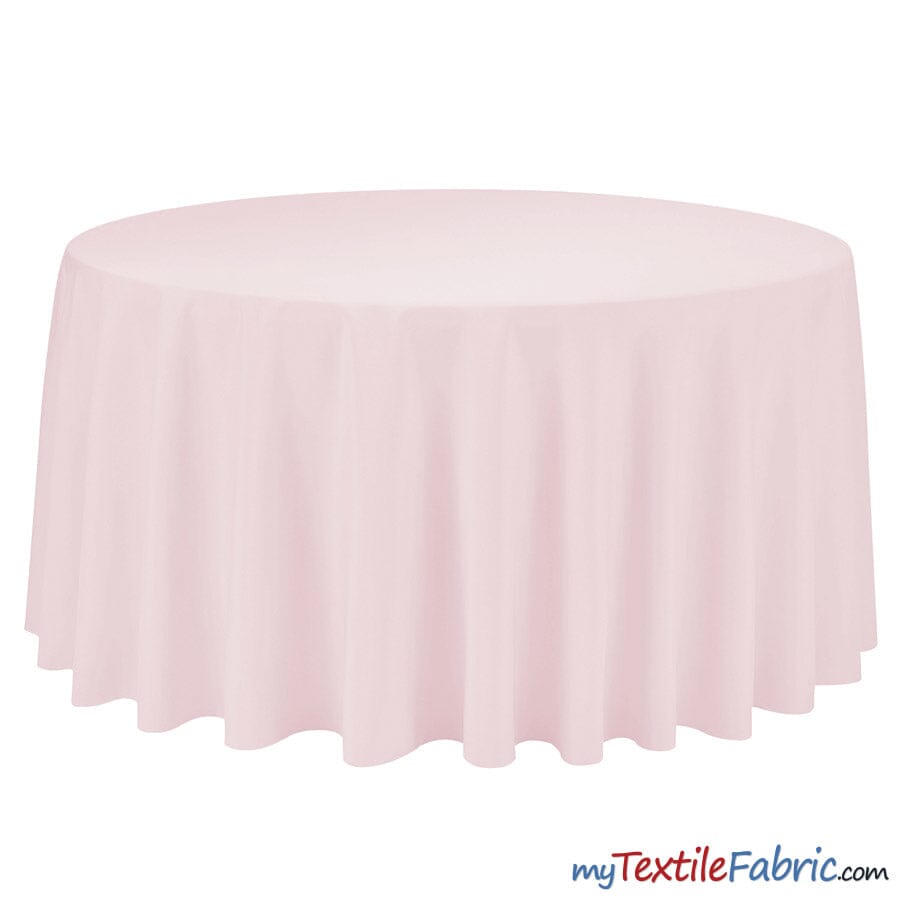 108" Round Polyester Seamless Tablecloth | Sold by Single Piece or Wholesale Box | Fabric mytextilefabric By Piece Pink 