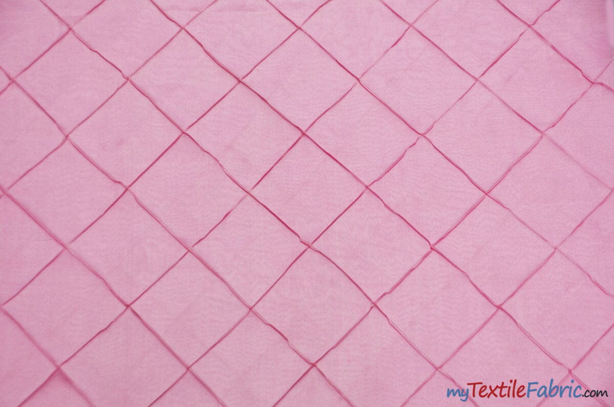 Taffeta Pintuck Fabric | 4"x4" Diamond | Diamond Taffeta Fabric | 58" Wide | Multiple Colors | Continuous Yards | Fabric mytextilefabric Yards Pink 