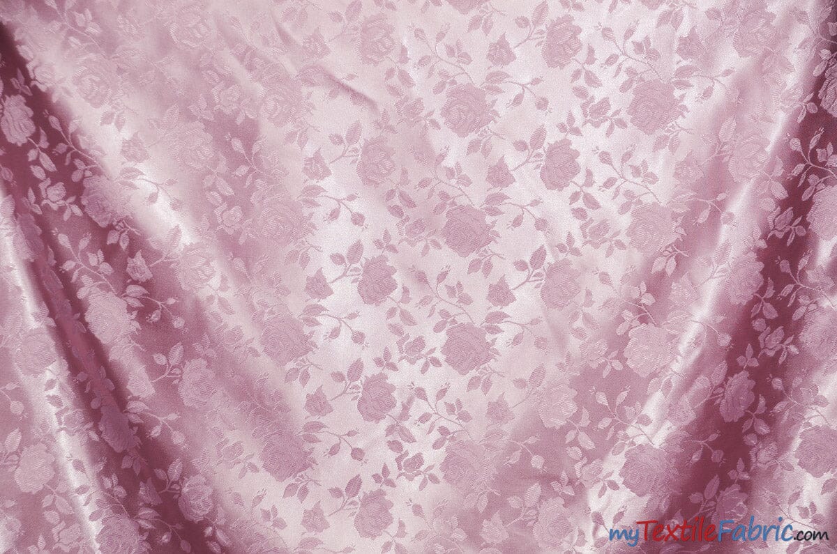 Satin Jacquard | Satin Flower Brocade | 60" Wide | Sold by the Continuous Yard | Fabric mytextilefabric Yards Pink 