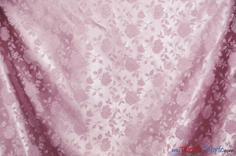 Satin Jacquard | Satin Flower Brocade | Sample Swatch 3"x3" | Fabric mytextilefabric Sample Swatches Pink 