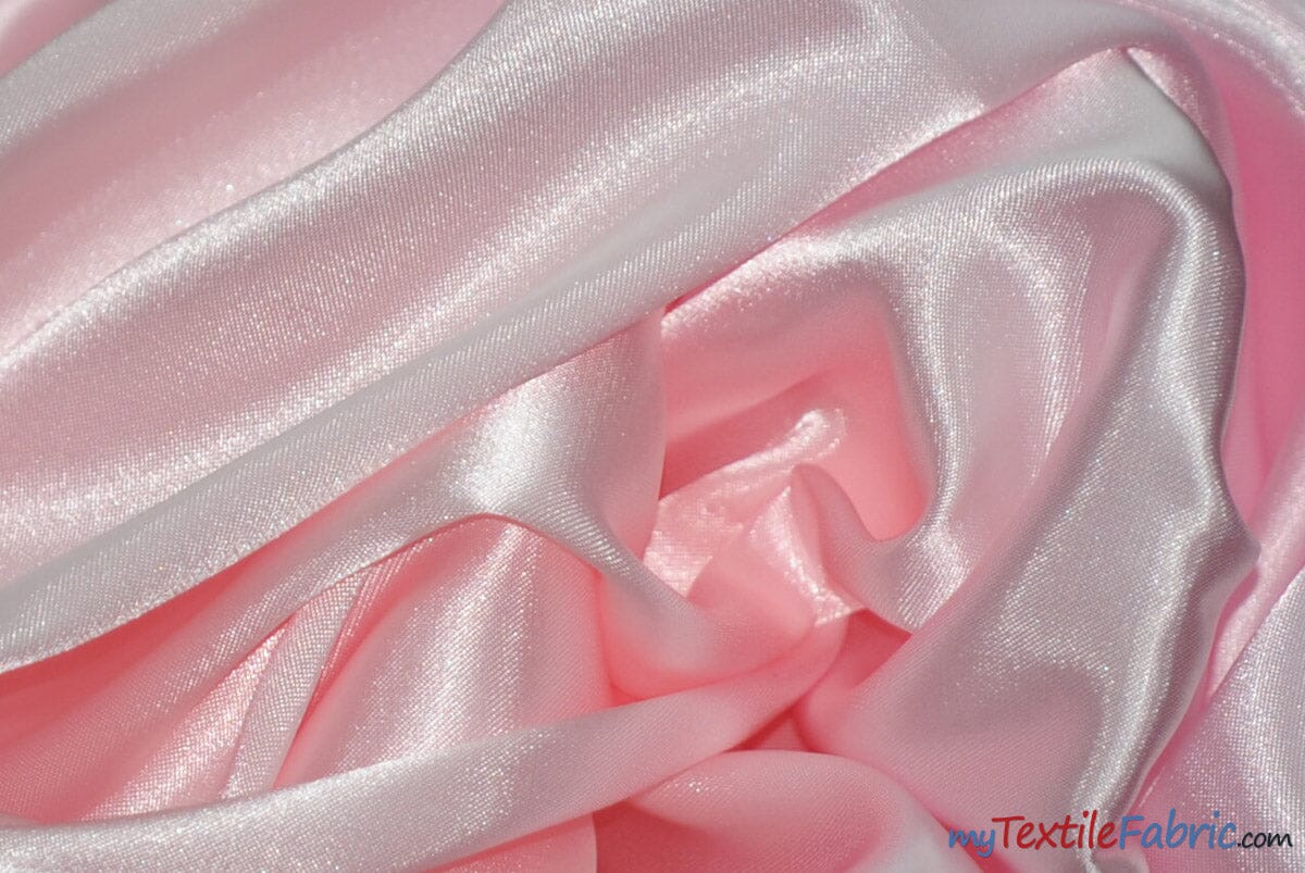 Silky Soft Medium Satin Fabric | Lightweight Event Drapery Satin | 60" Wide | Economic Satin by the Wholesale Bolt | Fabric mytextilefabric Bolts Pink 0054 