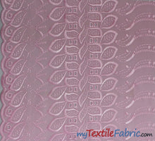 Load image into Gallery viewer, Polyester Cotton Eyelet Embroidery | One Side Scallop | 45&quot; Wide | Multiple Colors | Fabric mytextilefabric Yards Pink 