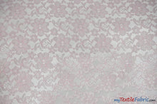 Load image into Gallery viewer, Raschel Lace Fabric | 60&quot; Wide | Vintage Lace Fabric | Bridal Lace, Decoration, Curtain, Tablecloth | Boutique Lace Fabric | Floral Lace Fabric | Fabric mytextilefabric Yards Pink 