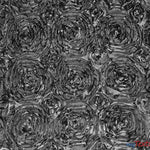 Load image into Gallery viewer, Rosette Satin Fabric | Wedding Satin Fabric | 54&quot; Wide | 3d Satin Floral Embroidery | Multiple Colors | Sample Swatch| Fabric mytextilefabric Sample Swatches Platinum 
