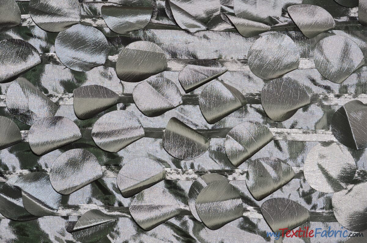 Petal Taffeta Fabric | Hanging Round Petal Taffeta | 57" Wide | Multiple Colors Fabric mytextilefabric Yards Platinum 