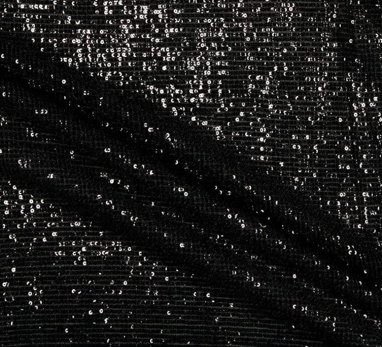 Pleated Glitz Sequins Fabric | Pleated Spandex Sequins Fabric | 56" Wide | Multiple Colors | newtextilefabric Yards Black 