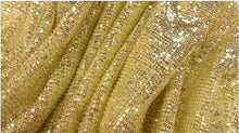 Load image into Gallery viewer, Pleated Glitz Sequins Fabric | Pleated Spandex Sequins Fabric | 56&quot; Wide | Multiple Colors | newtextilefabric Yards Creative Gold 