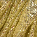 Load image into Gallery viewer, Pleated Glitz Sequins Fabric | Pleated Spandex Sequins Fabric | 56&quot; Wide | Multiple Colors | newtextilefabric Yards Creative Gold 
