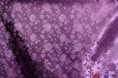 Satin Jacquard | Satin Flower Brocade | Sample Swatch 3"x3" | Fabric mytextilefabric Sample Swatches Plum 