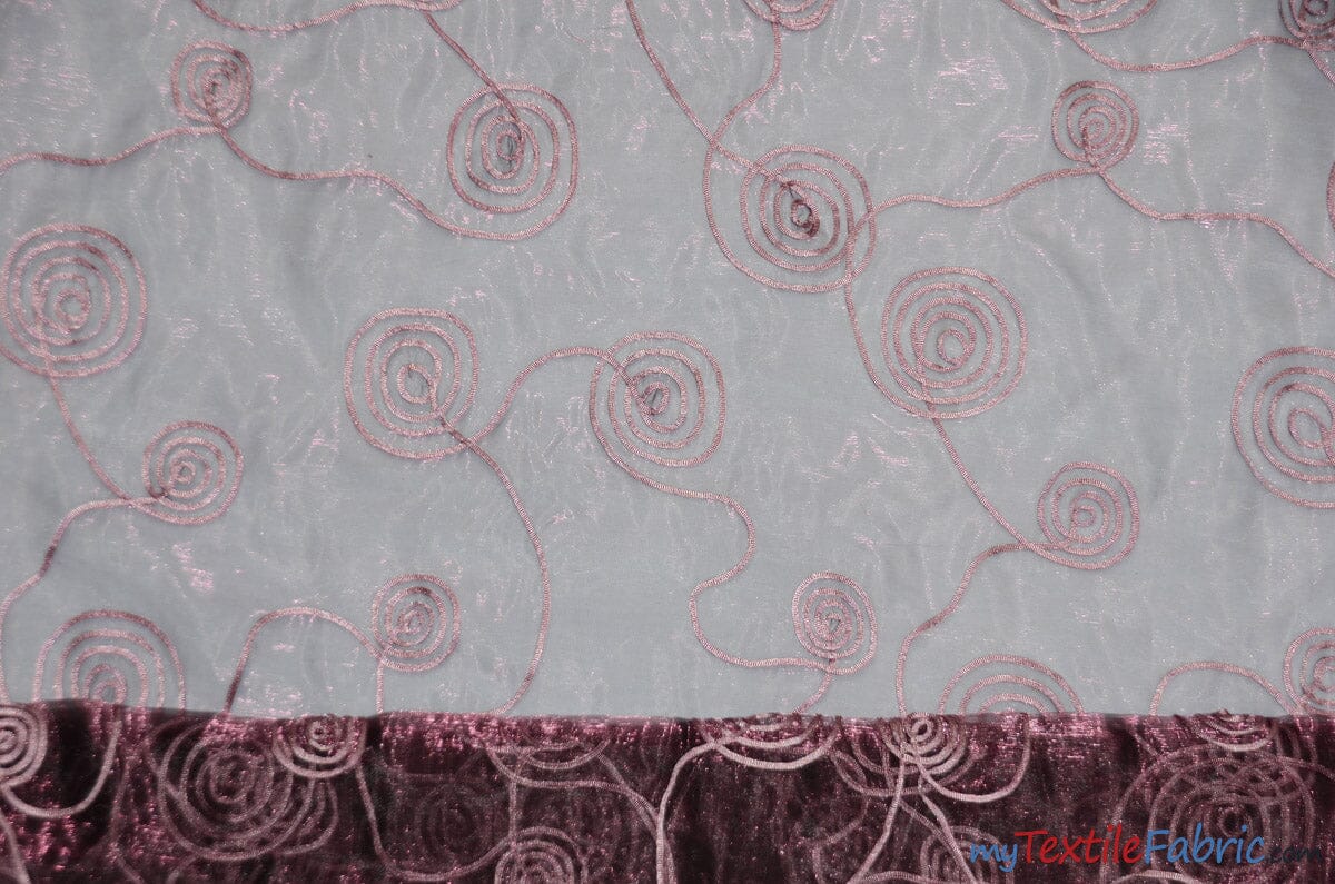 Donatello Organza Embroidery Fabric | Embroidered Floral Sheer | 54" Wide | Multiple Colors | Fabric mytextilefabric Yards Plum 