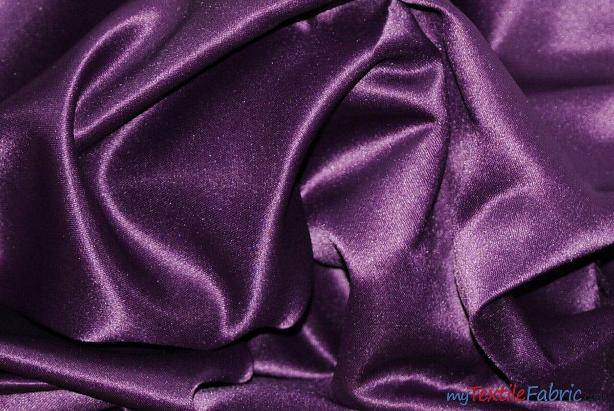 L'Amour Satin Fabric | Polyester Matte Satin | Peau De Soie | 60" Wide | Continuous Yards | Wedding Dress, Tablecloth, Multiple Colors | Fabric mytextilefabric Yards Plum 