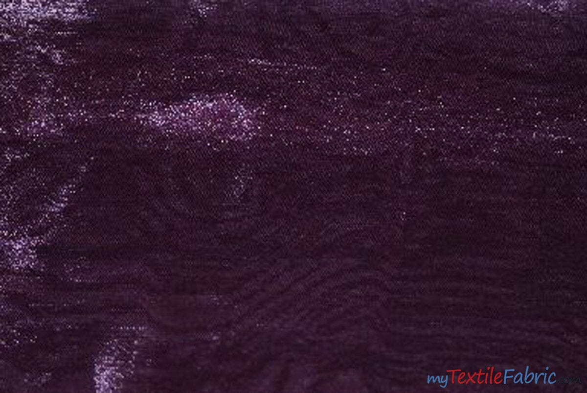 Crystal Organza Fabric | Sparkle Sheer Organza | 60" Wide | Wholesale Bolt | Multiple Colors | Fabric mytextilefabric Bolts Plum 