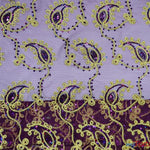 Load image into Gallery viewer, Coco Paisley Sheer Embroidery | Double Scallop Lace | 52&quot; Wide | Fabric mytextilefabric Yards Plum 
