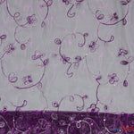 Load image into Gallery viewer, Dahlia Organza Embroidery Fabric | Embroidered Floral Sheer with Sequins Embellishment | 54&quot; Wide | Multiple Colors | Fabric mytextilefabric Yards Plum 

