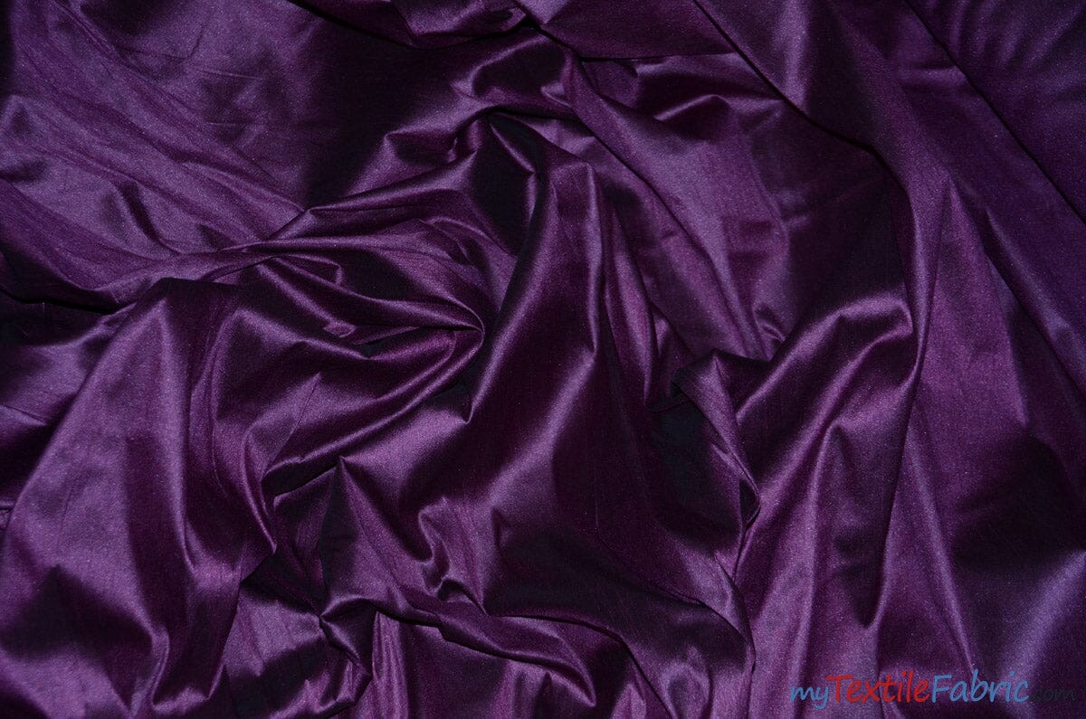 Polyester Silk Fabric | Faux Silk | Polyester Dupioni Fabric | Continuous Yards | 54" Wide | Multiple Colors | Fabric mytextilefabric Yards Plum 