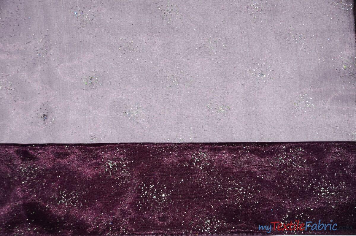 Sparkle Organza Fabric | Glitter Beads on Organza Fabric | 58" Wide | Fabric mytextilefabric Yards Plum 