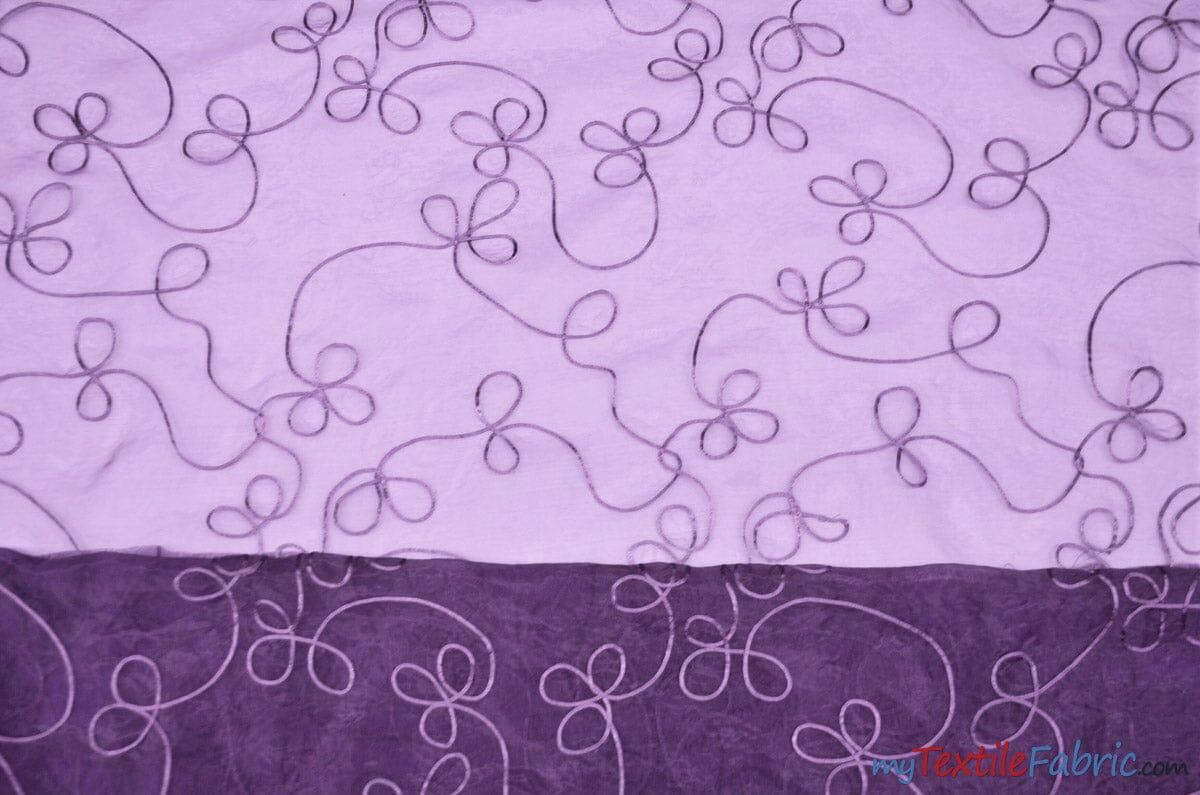 Fantasia Organza Embroidery Fabric | Embroidered Floral Sheer | 54" Wide | Multiple Colors | Fabric mytextilefabric Yards Plum 