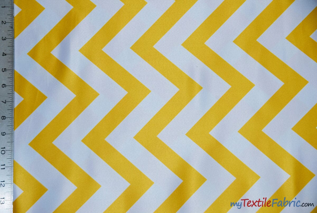 Chevron Satin Fabric | Chevron L'amour Satin | Matte Satin Print | 60" Wide | Multiple Colors | Fabric mytextilefabric Yards Pride Yellow 
