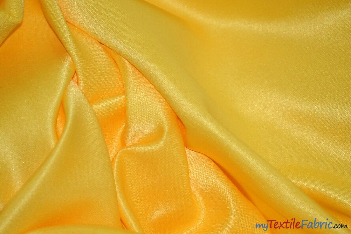 L'Amour Satin Fabric | Polyester Matte Satin | Peau De Soie | 60" Wide | Continuous Yards | Wedding Dress, Tablecloth, Multiple Colors | Fabric mytextilefabric Yards Pride Yellow 