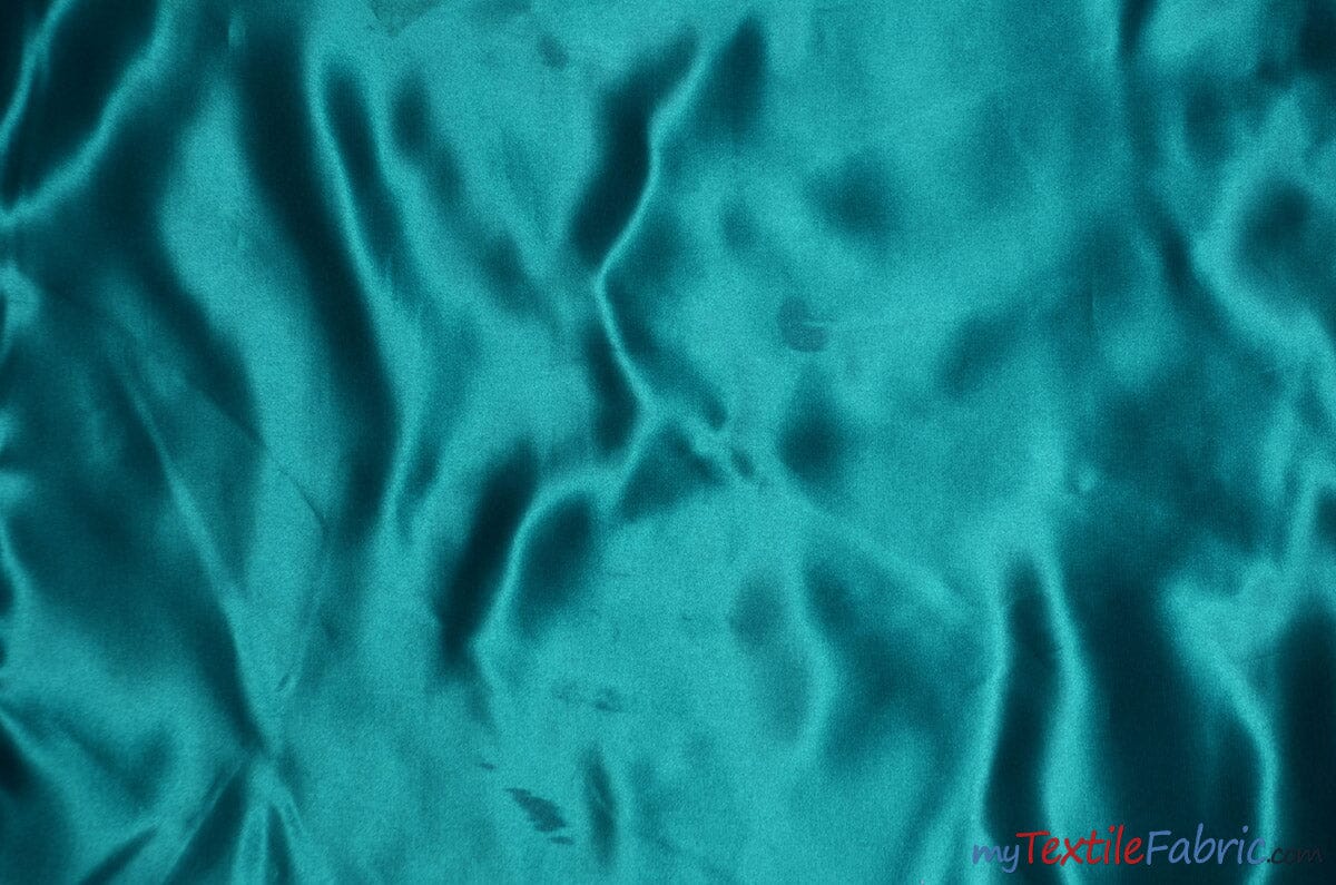 Bridal Satin Fabric | Shiny Bridal Satin | 60" Wide | Multiple Colors | Continuous Yards | Fabric mytextilefabric Yards Puchi Teal 