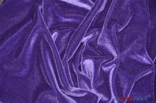 Load image into Gallery viewer, Soft and Plush Stretch Velvet Fabric | Stretch Velvet Spandex | 58&quot; Wide | Spandex Velour for Apparel, Costume, Cosplay, Drapes | Fabric mytextilefabric Yards Purple 