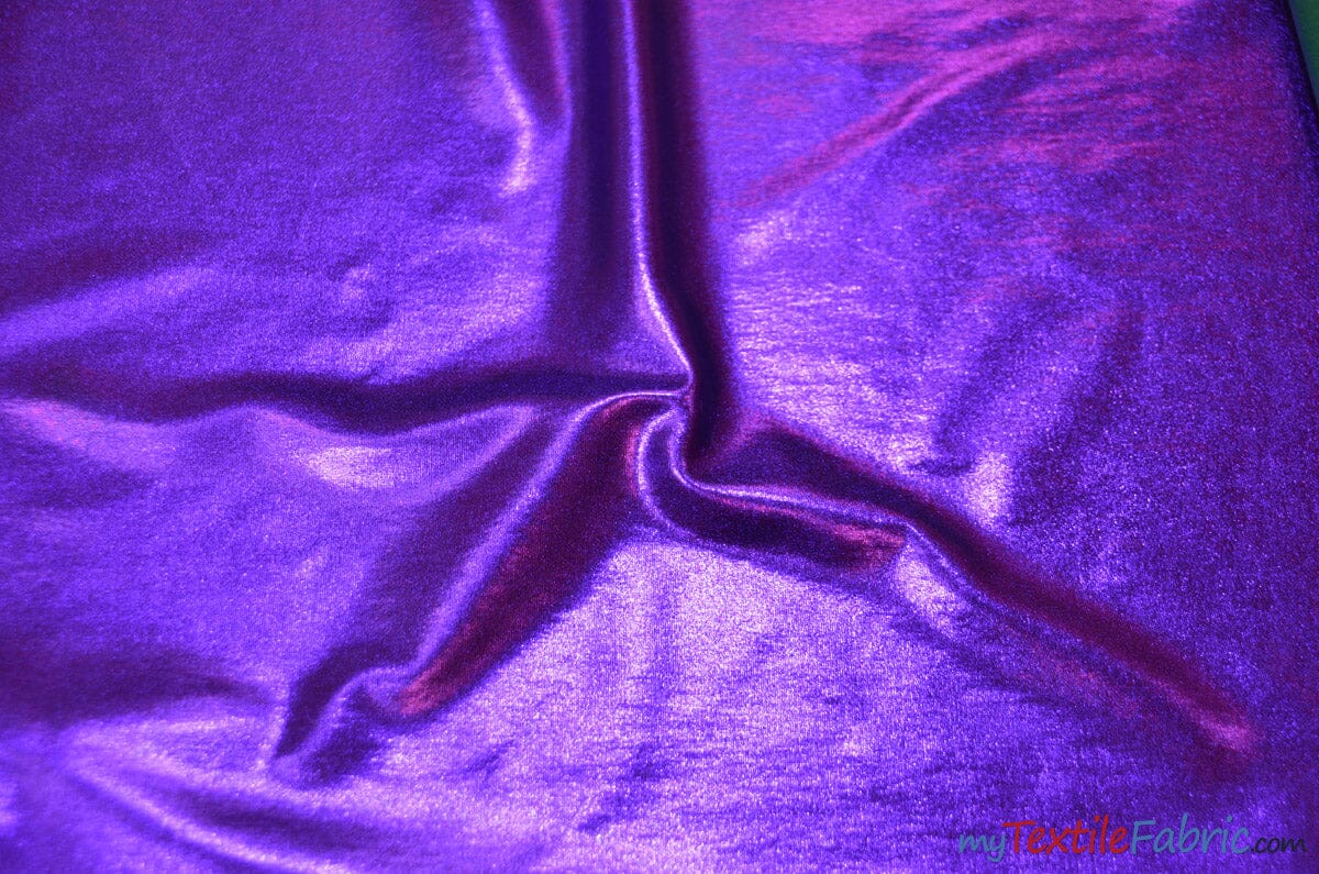 Metallic Foil Spandex Lame | Stretch Metallic Lame | Spandex Lame Fabric | All Over Foil on Stretch Knit | 60" Wide | Fabric mytextilefabric Yards Purple 