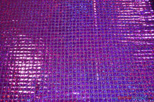 Load image into Gallery viewer, Hologram Square Sequins Fabric | Holographic Quad Sequins Fabric by the Yard | 40&quot; Wide | Glued on Sequins for Decoration | 7 Colors | Fabric mytextilefabric Yards Purple 